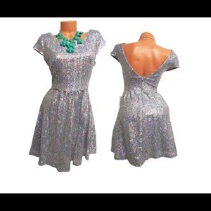 Silver Sequined Party Dress